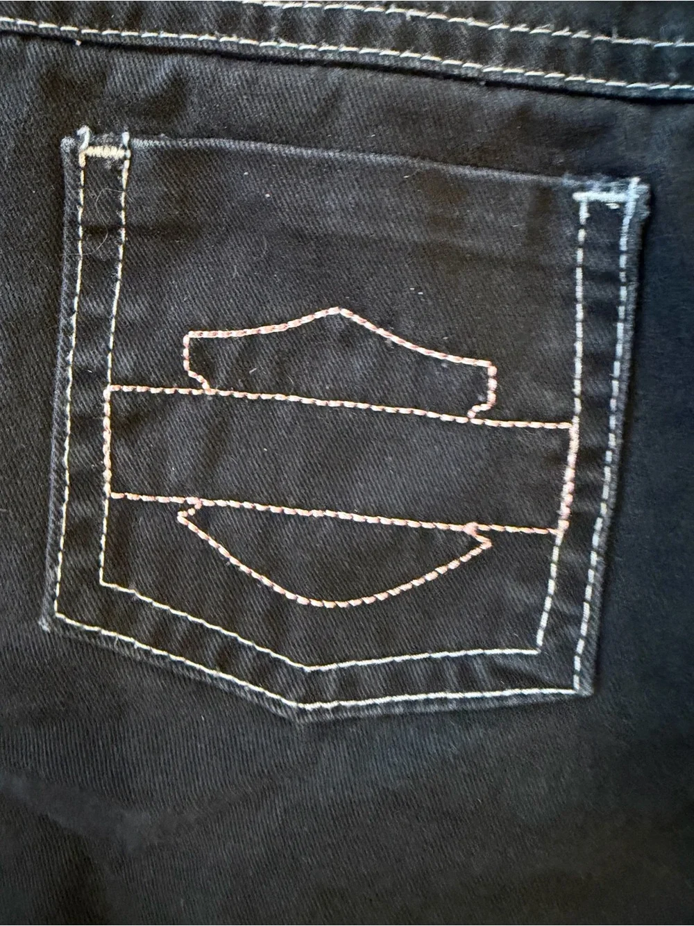 Harley-Davidson Kids Black Denim Jeans Pants. Pink Stitching on Logo. Sz 4T